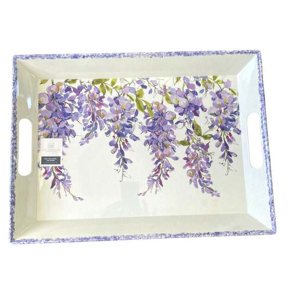 Rachel Ashwell Farmhouse Spring Purple Lilac Floral XL Melamine Tray 14X19 NEW - Picture 3 of 5